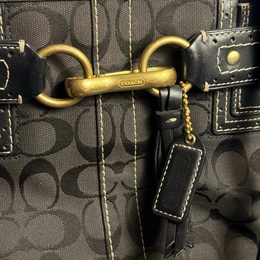 Vintage Coach Hamptons Black Signature Carryall Tote Bag Creed 10537 2007